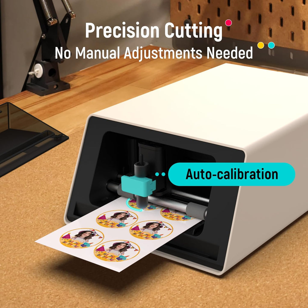Pixcut S1 Color Sticker Printer & Cutting Machine - All-In-One Sticker Maker for DIY Crafts, Custom Labels & Gifts. Thermal Dye-Sublimation Photo Printer, 300 DPI, Precise AI Auto-Cutting