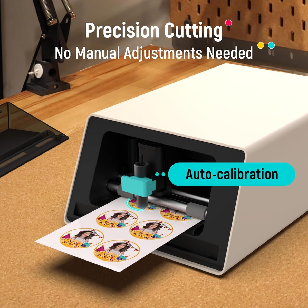 Pixcut S1 Color Sticker Printer & Cutting Machine - All-In-One Sticker Maker for DIY Crafts, Custom Labels & Gifts. Thermal Dye-Sublimation Photo Printer, 300 DPI, Precise AI Auto-Cutting
