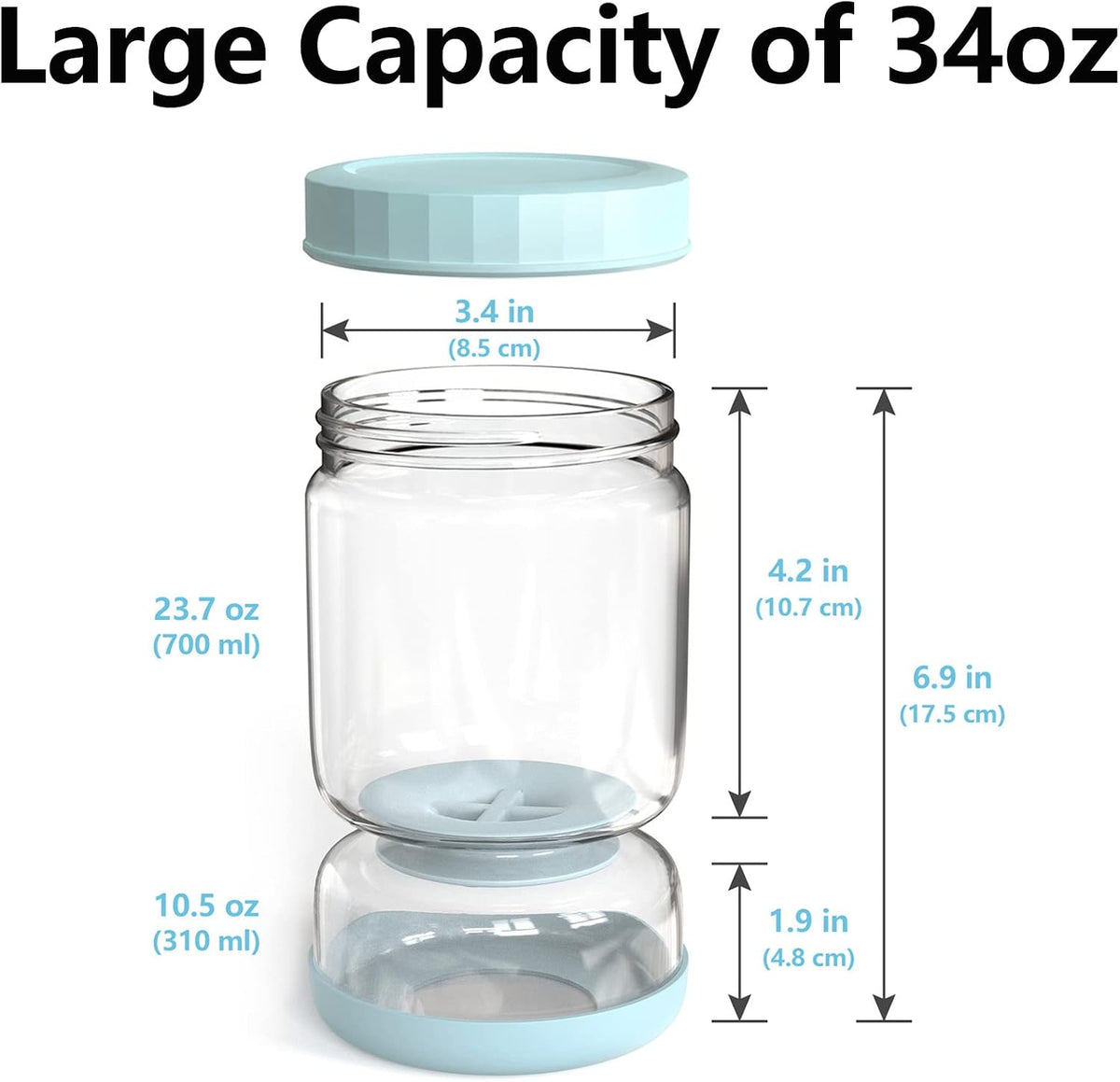 Premium Glass Pickle Jar with Strainer - 34oz Airtight Container for Fresh Pickles, Olives, and More - Durable, Leakproof, and Dishwasher Safe