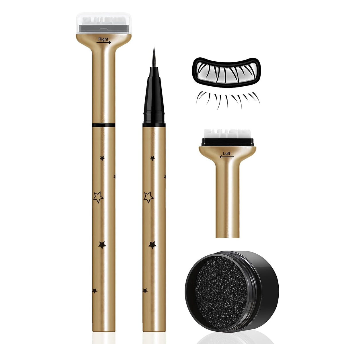 Transform Your Look with Our 2-in-1 Lower Eyelash Stamp & Eyeliner Kit - Waterproof, Quick-Dry, and Perfect for Beginners!