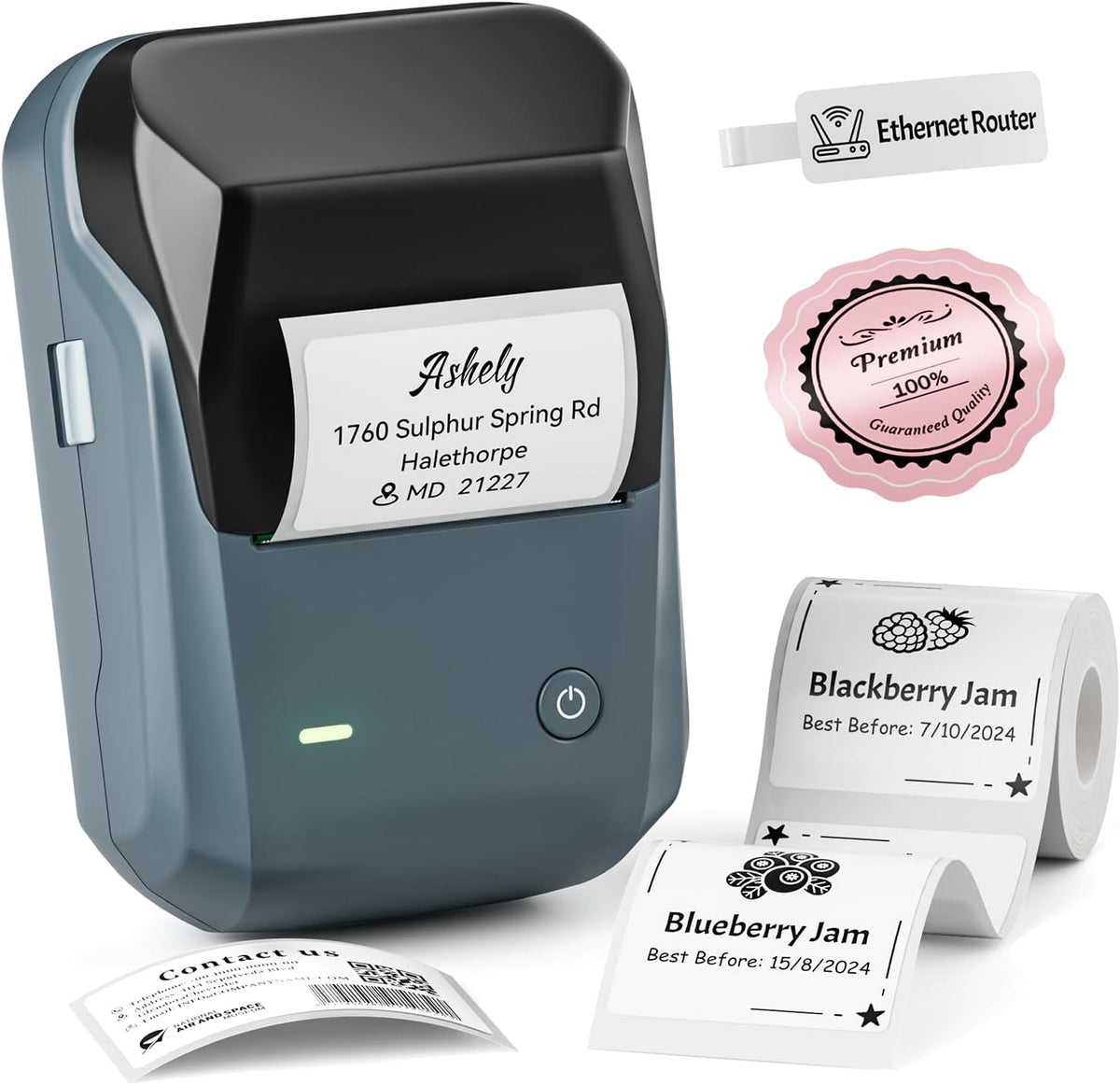 NIIMBOT B1 Portable Thermal Label Maker - Compact Bluetooth Printer for Home, Office, and School Use - Monochrome Printing in Stylish Blue