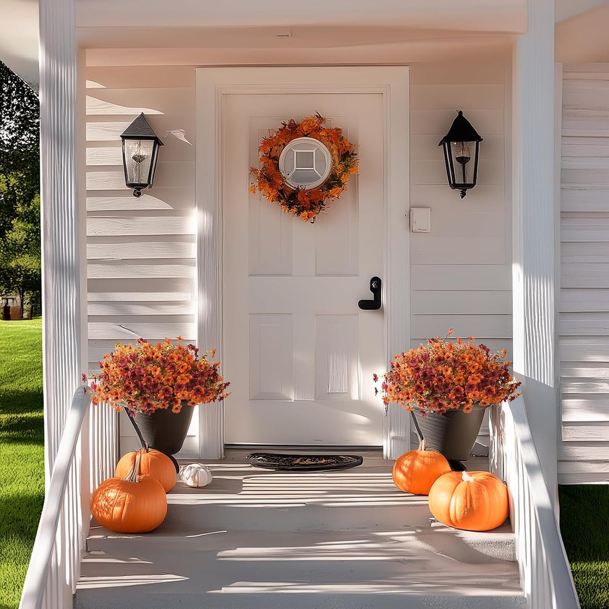 Vibrant 12-Pack Faux Silk Daisy Flowers for Stunning Outdoor and Indoor Fall Decor - UV Resistant and Long-Lasting Beauty