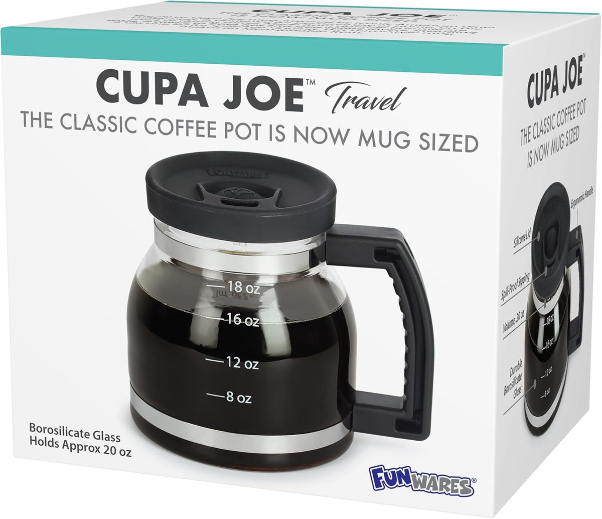 Cupa Joe Coffee Mug – 20oz Borosilicate Glass Diner Pot with Spill-Proof Lid – The Perfect Funny Gift for Coffee Lovers, Dads, and Office Goers!