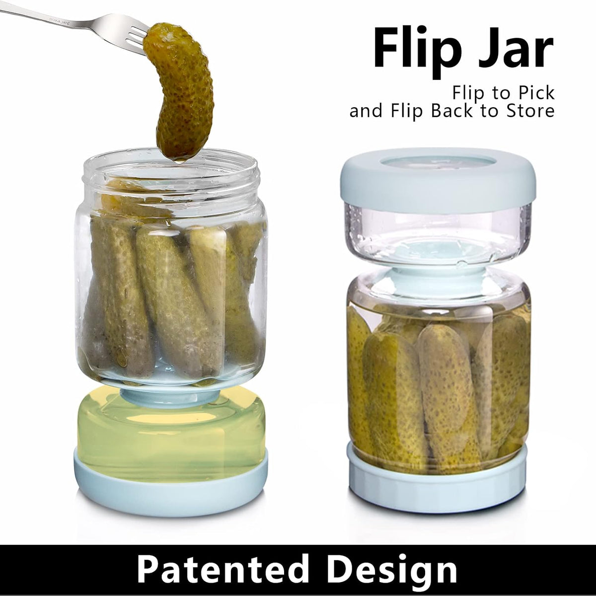 Premium Glass Pickle Jar with Strainer - 34oz Airtight Container for Fresh Pickles, Olives, and More - Durable, Leakproof, and Dishwasher Safe