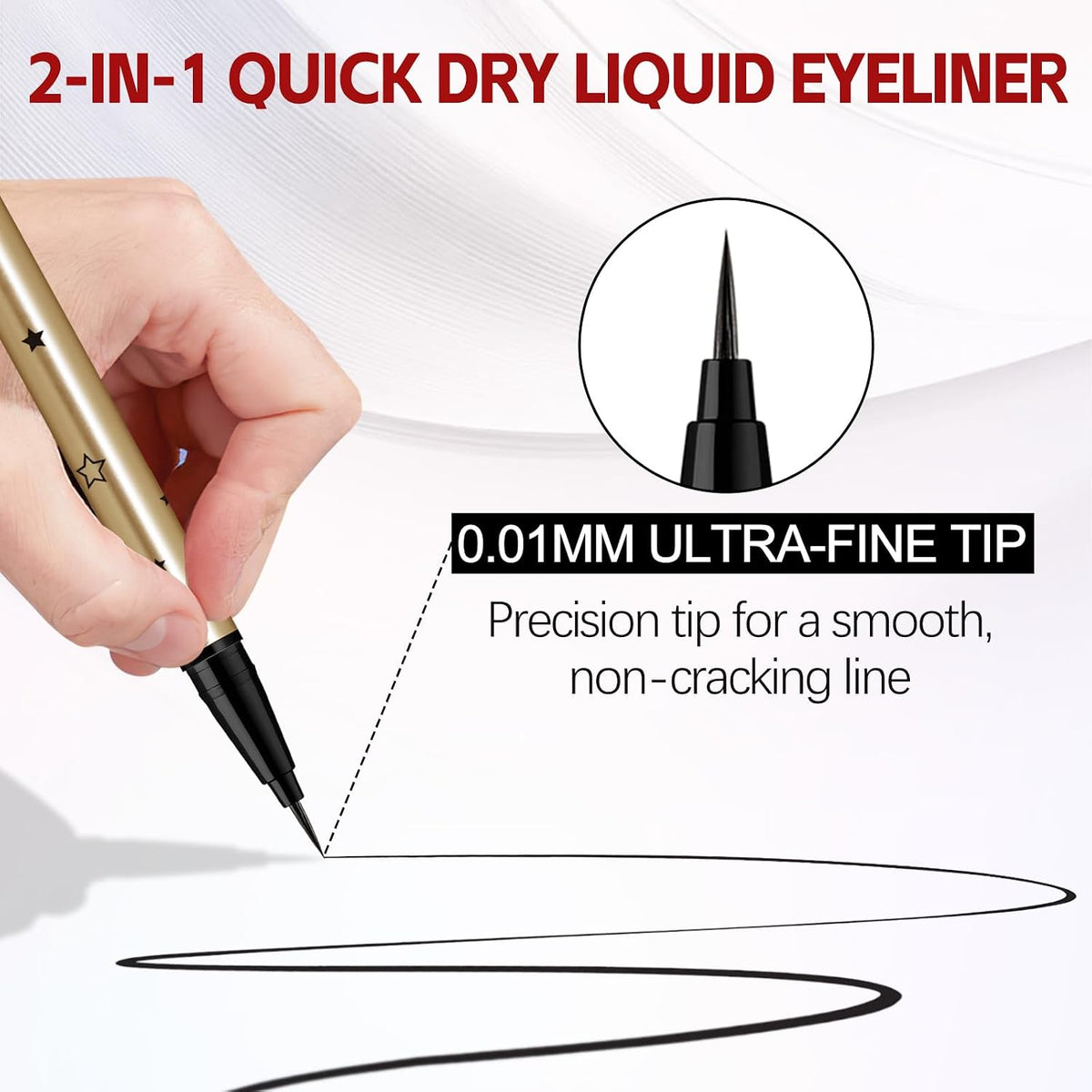 Transform Your Look with Our 2-in-1 Lower Eyelash Stamp & Eyeliner Kit - Waterproof, Quick-Dry, and Perfect for Beginners!