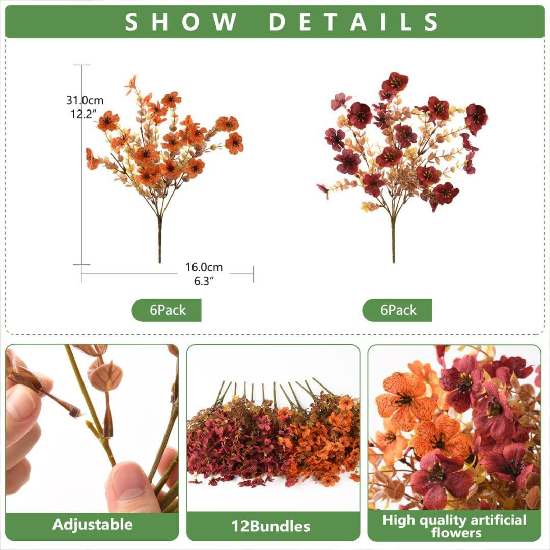 Vibrant 12-Pack Faux Silk Daisy Flowers for Stunning Outdoor and Indoor Fall Decor - UV Resistant and Long-Lasting Beauty