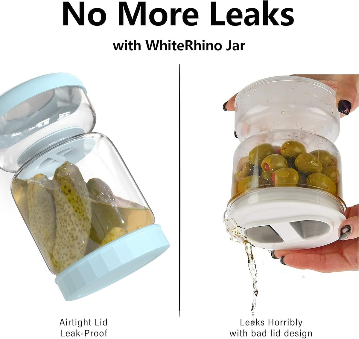 Premium Glass Pickle Jar with Strainer - 34oz Airtight Container for Fresh Pickles, Olives, and More - Durable, Leakproof, and Dishwasher Safe