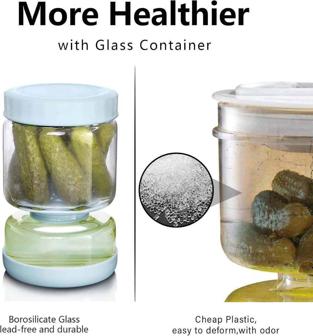 Premium Glass Pickle Jar with Strainer - 34oz Airtight Container for Fresh Pickles, Olives, and More - Durable, Leakproof, and Dishwasher Safe