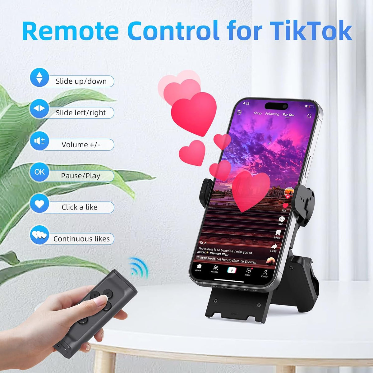 Ultimate TikTok Scrolling Remote with 360° Phone Stand - Perfect for E-Book Reading and Video Control!