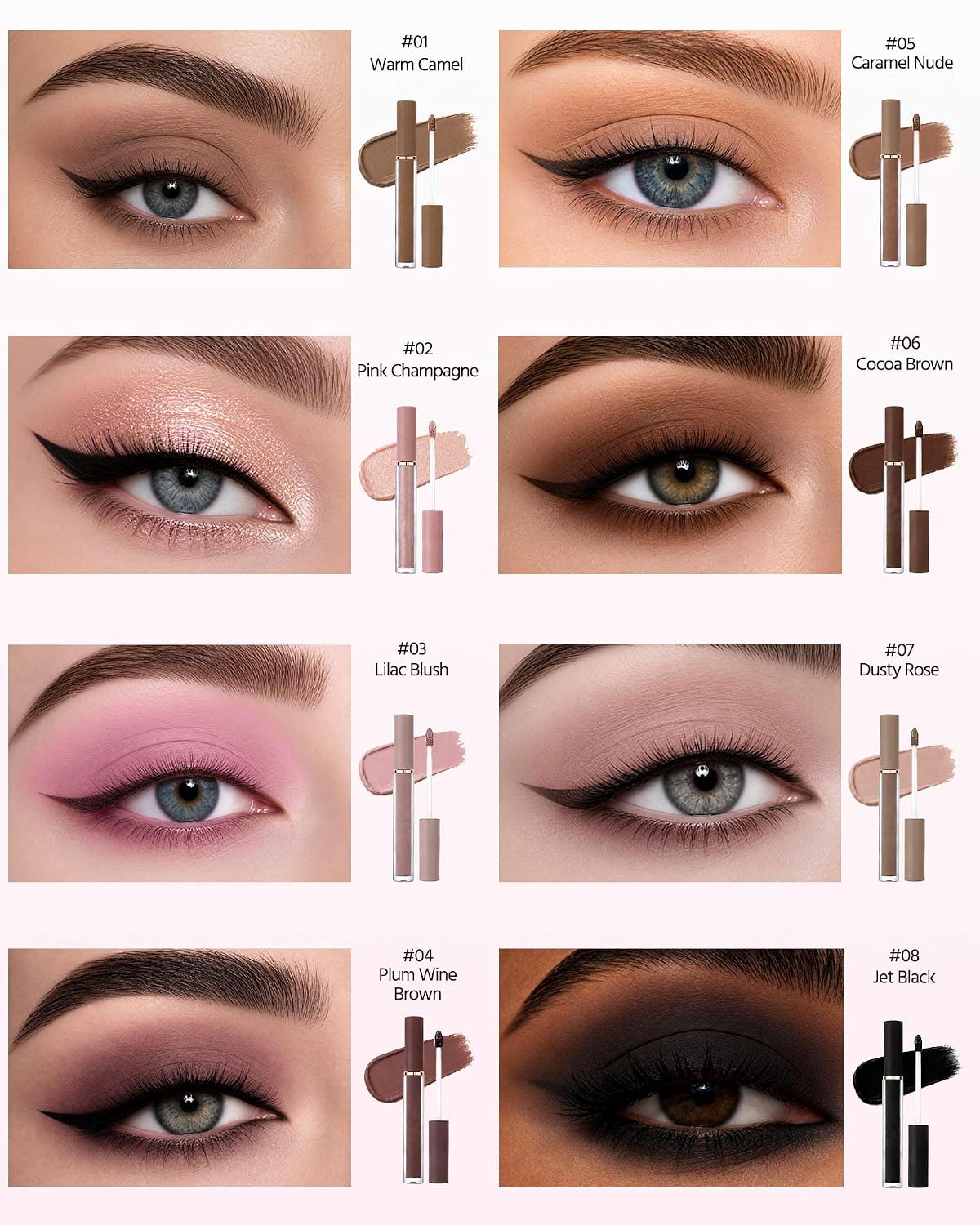 Transform Your Look with the 8-Color Liquid Matte Eyeshadow Kit - High Pigment, Waterproof, and Long-Lasting for Stunning Everyday Glam!