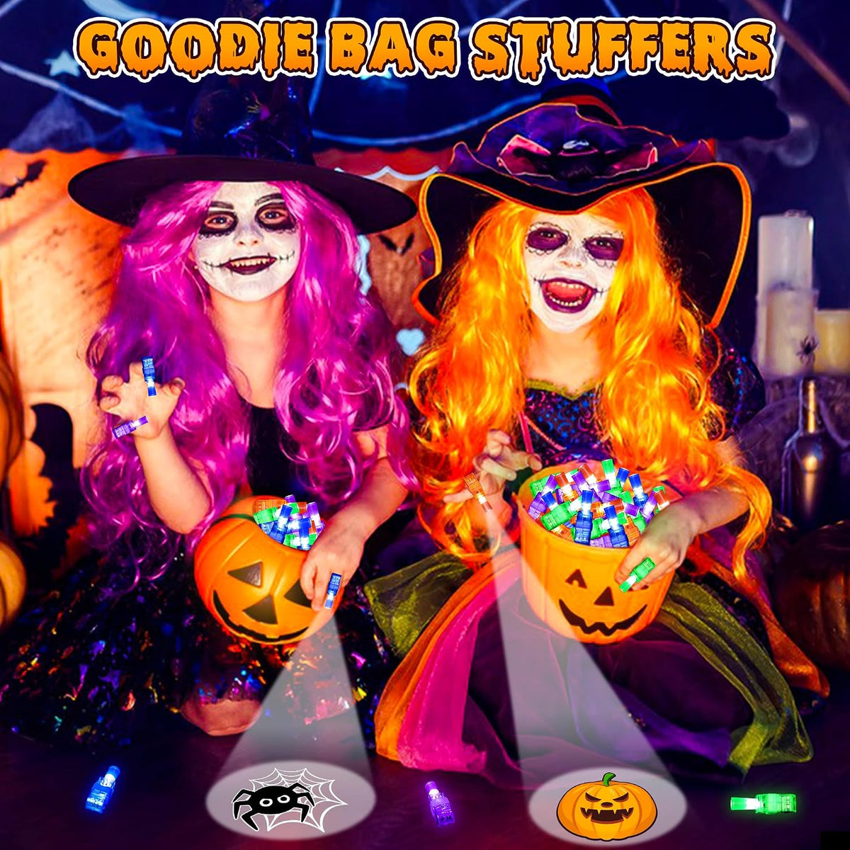 Light Up the Night: 40 Glow-in-the-Dark Halloween Finger Lights - Perfect Party Favors for Kids' Goodie Bags and Treats!