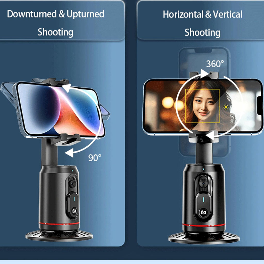 Revolutionary Auto Face Tracking Phone Holder - 360° Rotating Tripod for Effortless Live Streaming and Vlogging with Built-in Remote and Rechargeable Light