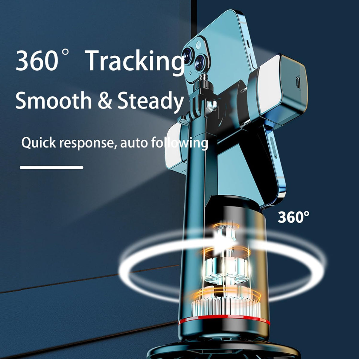 Revolutionary Auto Face Tracking Phone Holder - 360° Rotating Tripod for Effortless Live Streaming and Vlogging with Built-in Remote and Rechargeable Light