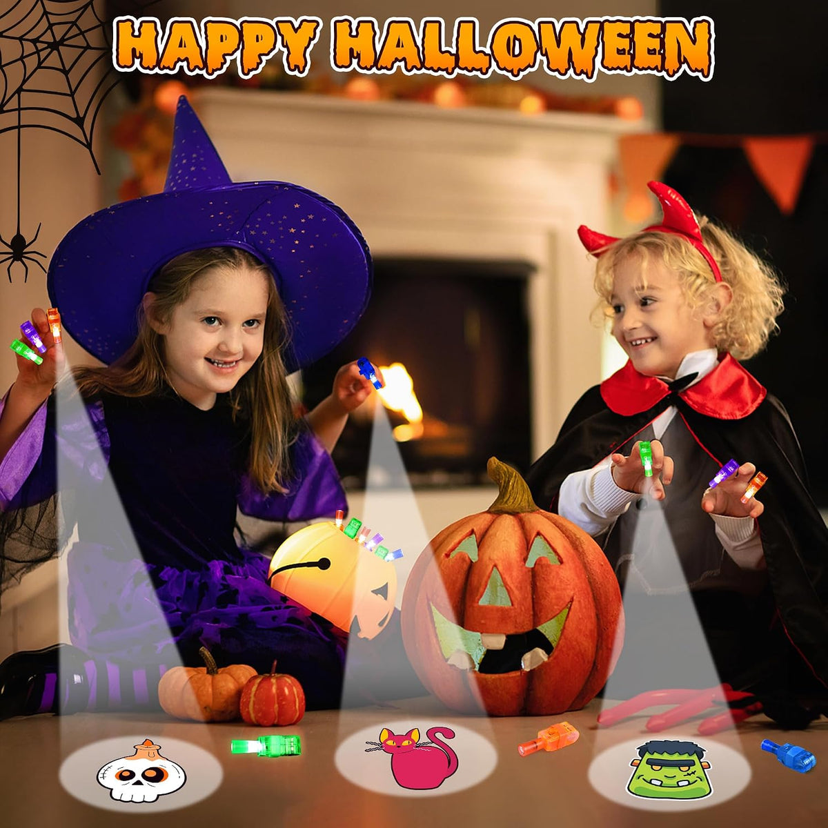 Light Up the Night: 40 Glow-in-the-Dark Halloween Finger Lights - Perfect Party Favors for Kids' Goodie Bags and Treats!