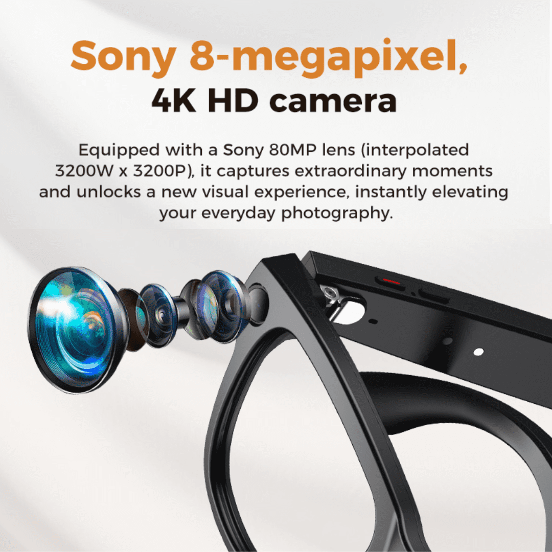 Revolutionary AI Smart Glasses with 8MP HD Camera, Noise-Canceling Features, and 8-Hour Battery Life for Ultimate Hands-Free Experience