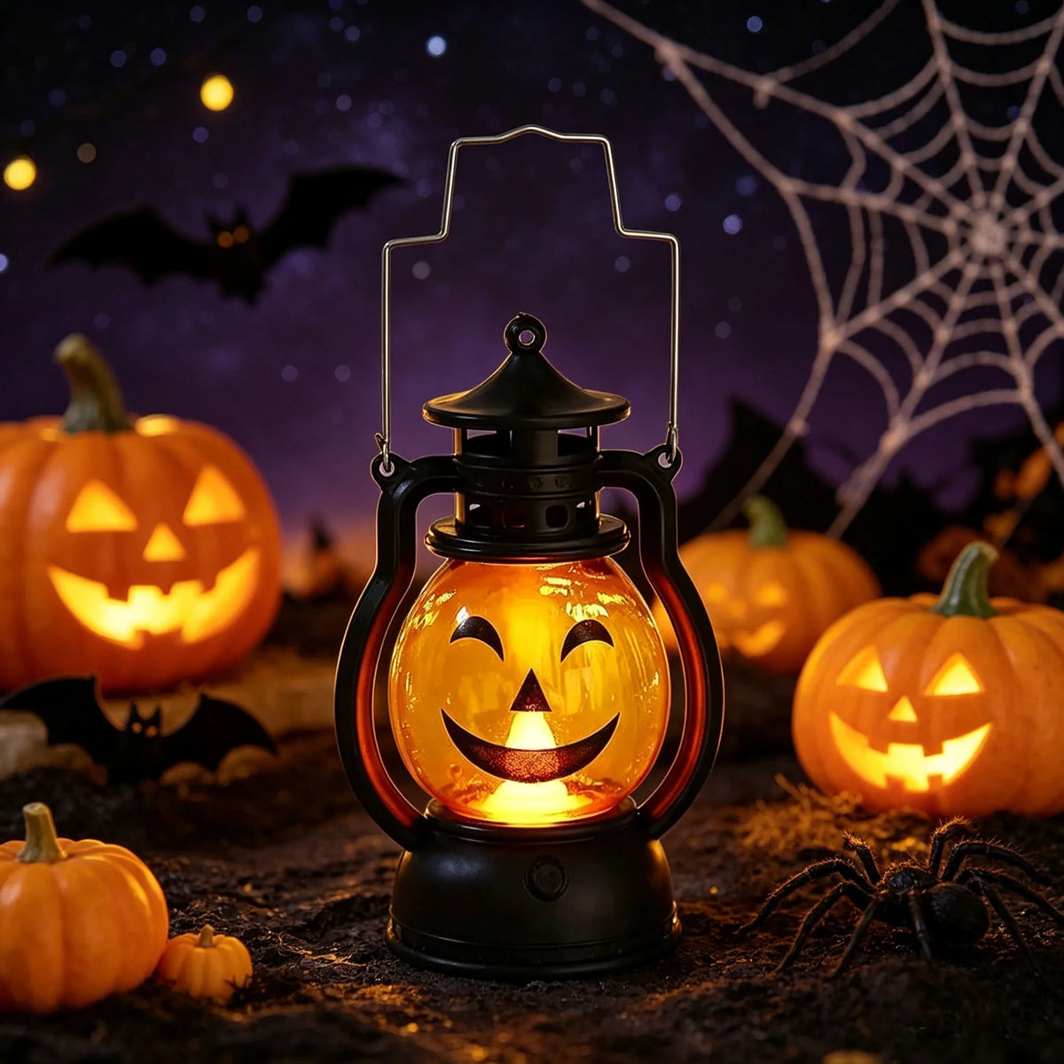 Illuminate Your Halloween with the Glowing LED Pumpkin Vintage Oil Lamp - Perfect 2-In-1 Décor for Eerie Indoor Parties and Haunted House Ambiance