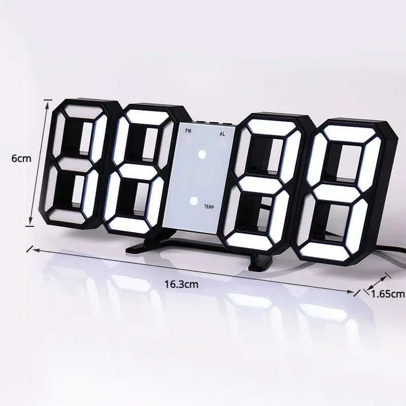 Illuminate Your Space with the 3D LED Digital Clock - Stylish Wall Decoration with Night Mode for Bedroom and Living Room