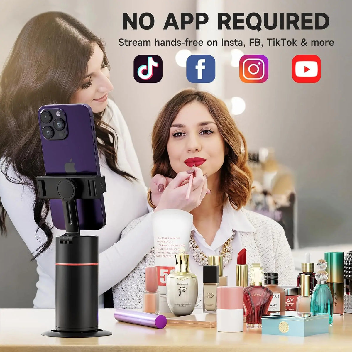 Smart Auto Face Tracking Tripod with 360° Rotation - Effortless Gesture Recognition for Stunning Live Videos