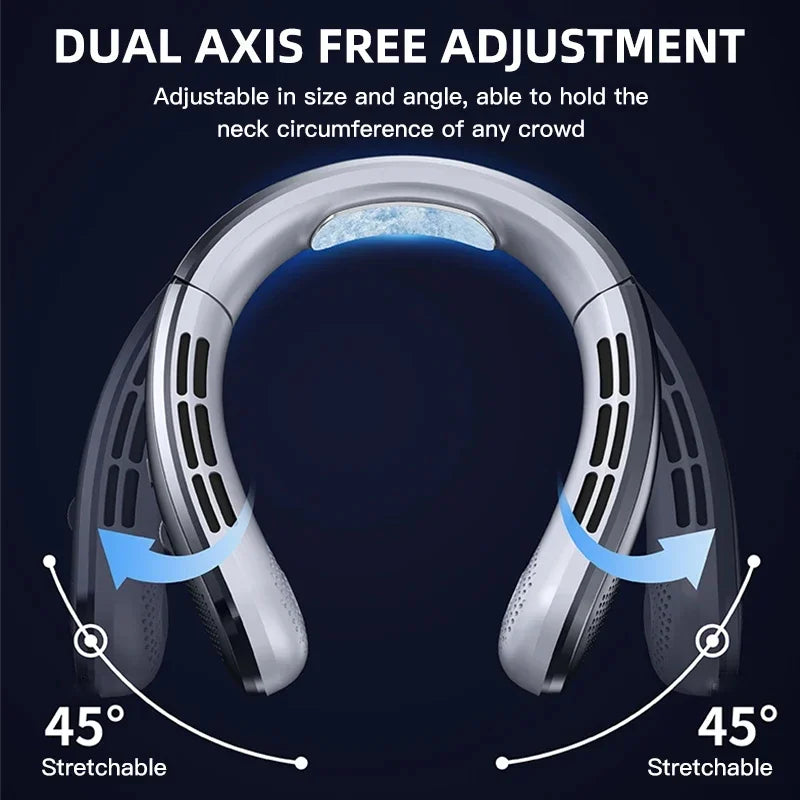 Stay Cool Anywhere: 8000mAh Portable Bladeless Neck Fan with USB Rechargeable Power and LED Display