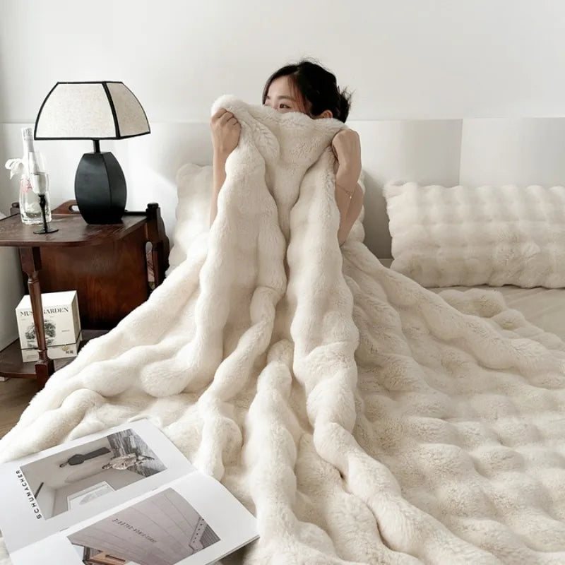Cozy Up with the 2025 New Solid Color Plush Milk Fleece Blanket - Perfect for Home and Office Naps!
