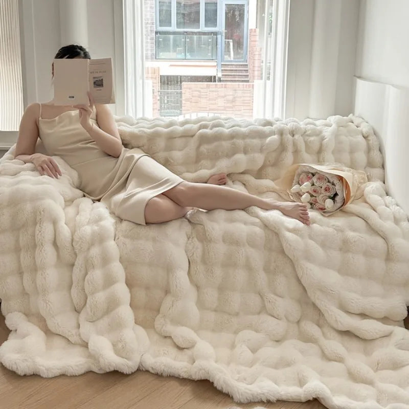 Cozy Up with the 2025 New Solid Color Plush Milk Fleece Blanket - Perfect for Home and Office Naps!