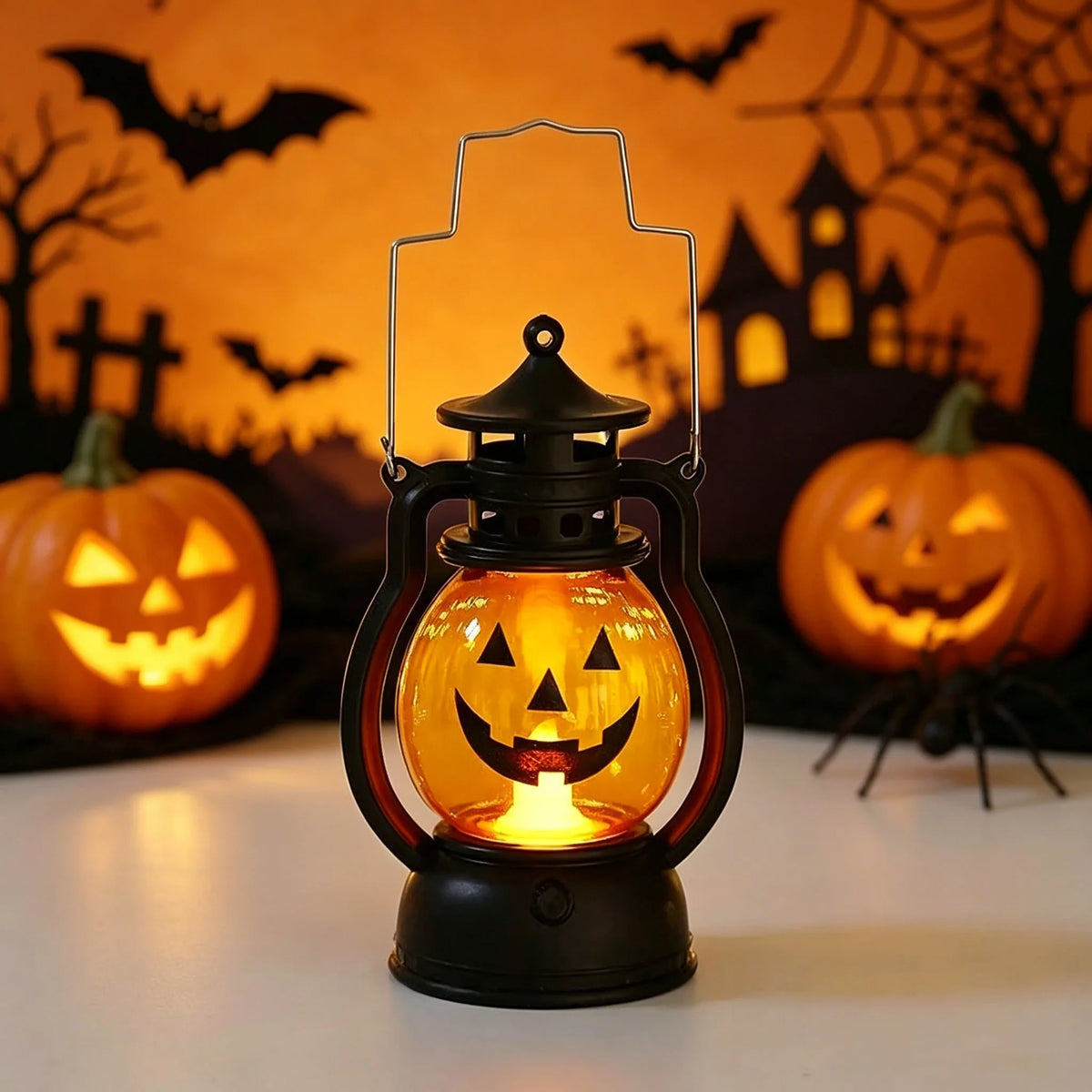 Illuminate Your Halloween with the Glowing LED Pumpkin Vintage Oil Lamp - Perfect 2-In-1 Décor for Eerie Indoor Parties and Haunted House Ambiance