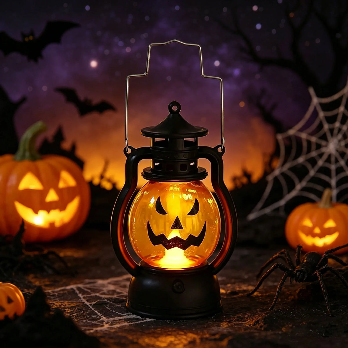 Illuminate Your Halloween with the Glowing LED Pumpkin Vintage Oil Lamp - Perfect 2-In-1 Décor for Eerie Indoor Parties and Haunted House Ambiance