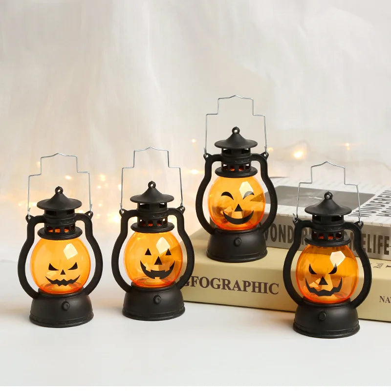 Illuminate Your Halloween with the Glowing LED Pumpkin Vintage Oil Lamp - Perfect 2-In-1 Décor for Eerie Indoor Parties and Haunted House Ambiance