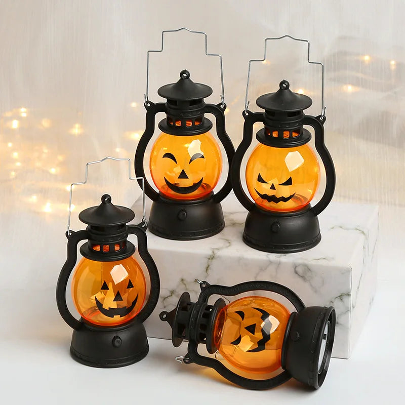 Illuminate Your Halloween with the Glowing LED Pumpkin Vintage Oil Lamp - Perfect 2-In-1 Décor for Eerie Indoor Parties and Haunted House Ambiance