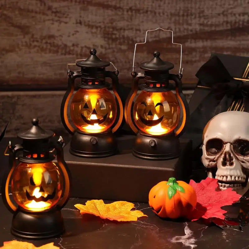 Illuminate Your Halloween with the Glowing LED Pumpkin Vintage Oil Lamp - Perfect 2-In-1 Décor for Eerie Indoor Parties and Haunted House Ambiance